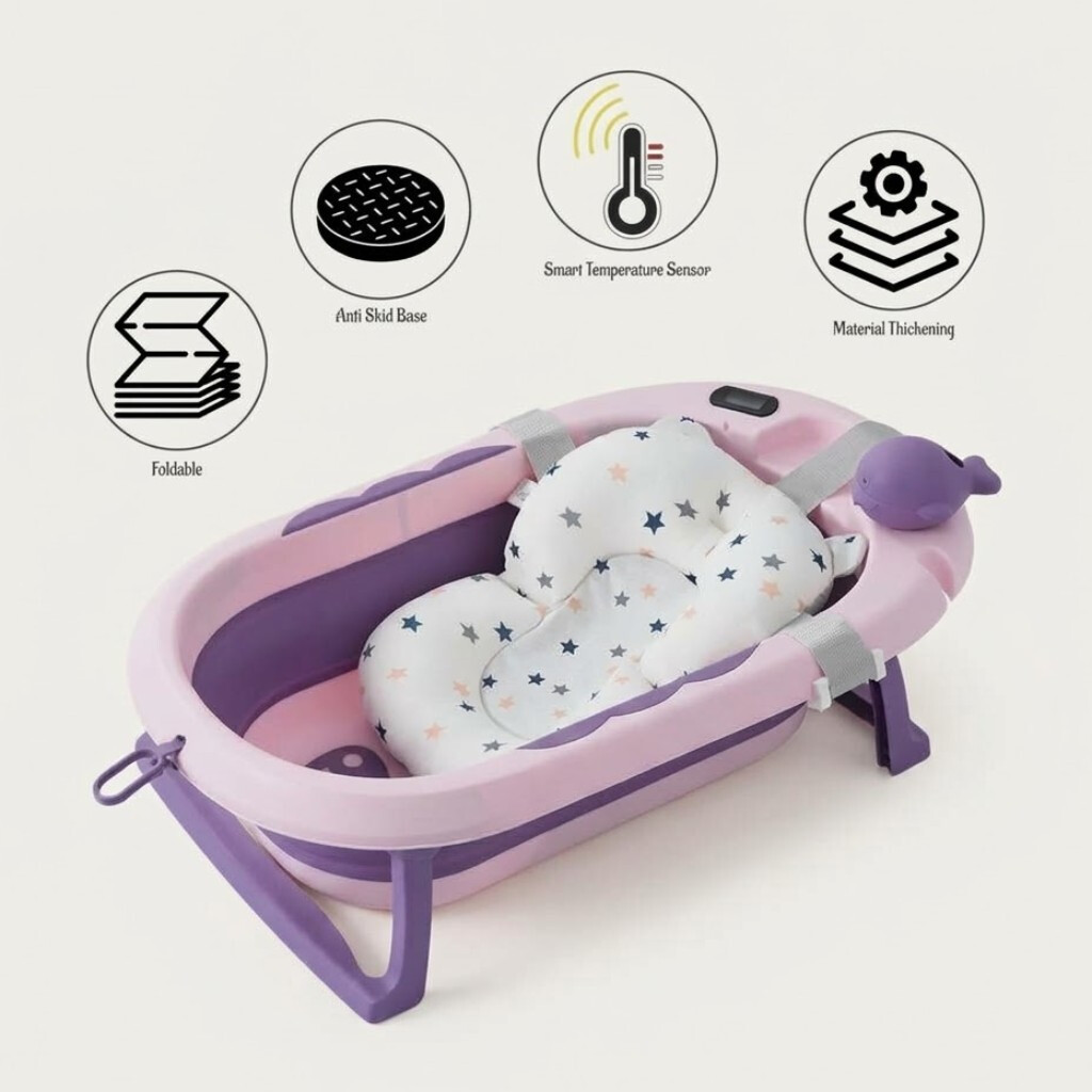 SmartCare Baby Folded Bathtub with Pillow