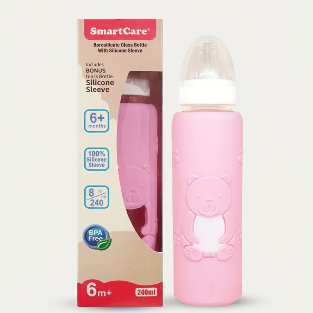 SmartCare-Borosilicate glass bottle with silicone sleeve (8oz)