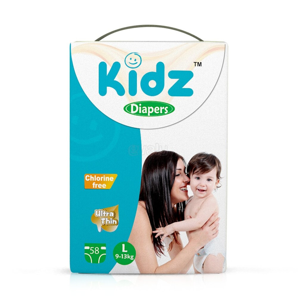 Kidz Baby Diaper L Belt System (9-13kg) - 58 pcs