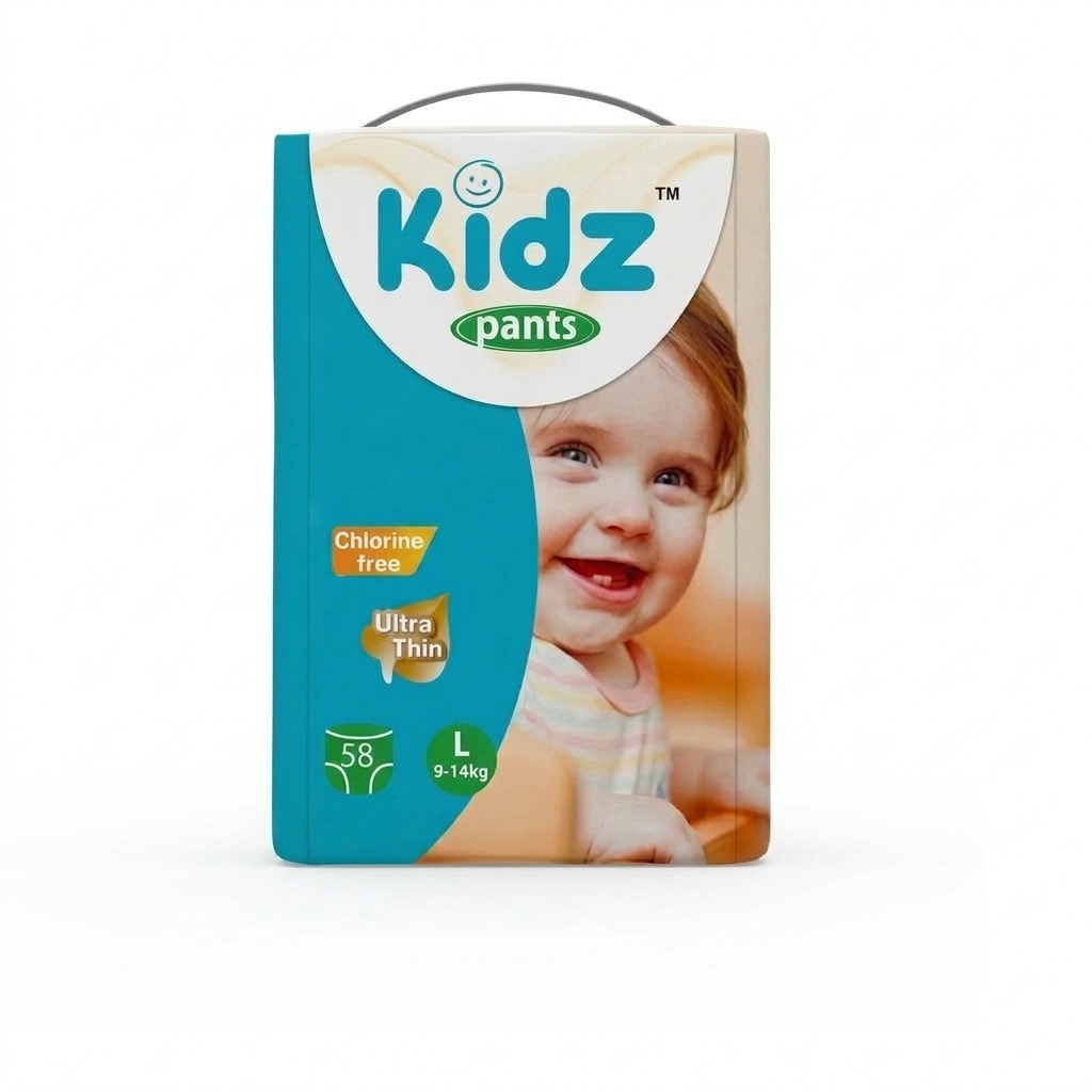 Kidz Baby Diaper Pant System L (9-14kg) - 58 pcs