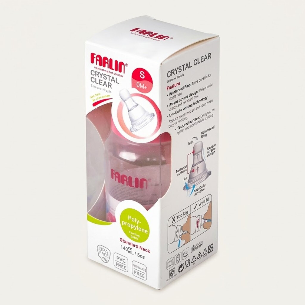 Farlin Crystal Clear Feeding Bottle 140ml AB-41011G